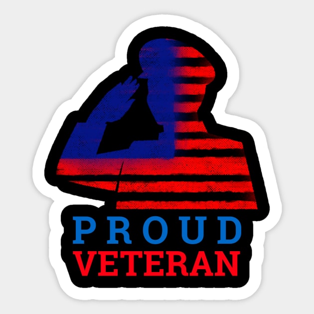 Proud Veteran with Soldier Salute American Flag Greatest Gift Sticker by WPKs Design & Co